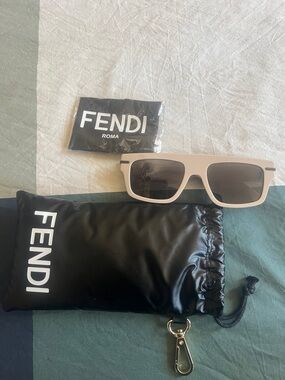 Fendi Beige Frame Sunglasses with Dark Lenses